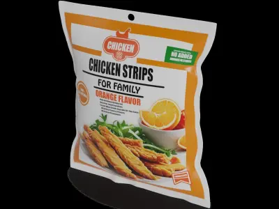 Deli sausages Chicken Strips Low-poly 3D model