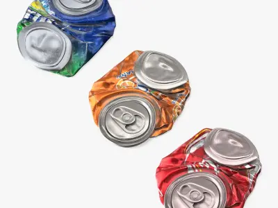 Crushed Soda Cans Used Collection 3D model
