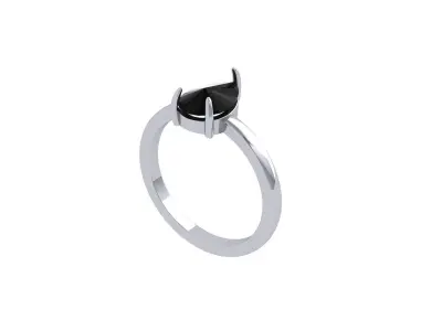 Pear Solitaire Ring 3D print model 9
