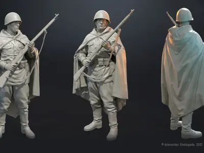 Russian soldier ww2 1 16 scale 3D print model
