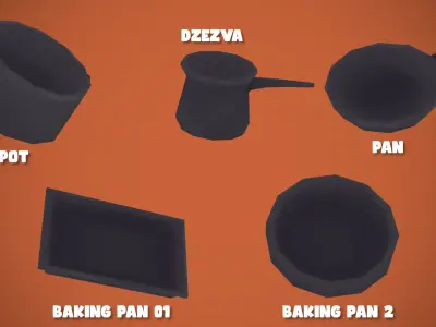 Adventurous - Food and Utensils Low-poly 3D model
