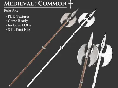 Medieval Collection Weapons Pole Axes 3D Model Pack purchase