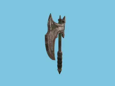 Medieval Battle Axe 06 Destroyed Rust Old - Fantasy Weaponry Low-poly 3D model