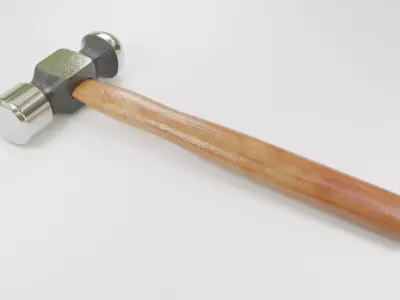 Realistic Hammer 3D model with wooden handle 3D model