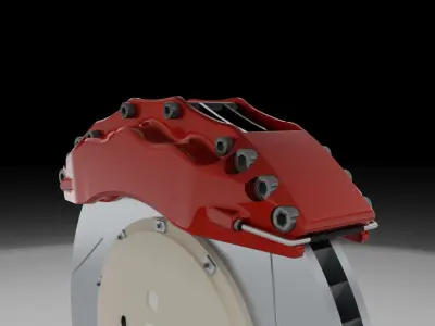 High Poly 6-Pot Brake System Free 3D model