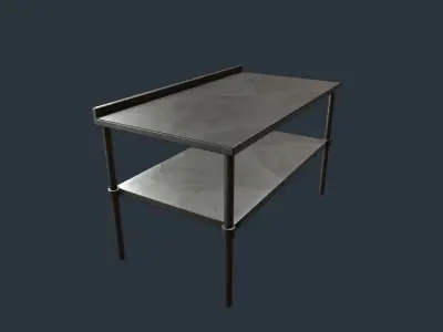 Stainless Steel Counter Top - Food Prep Table Low-poly 3D model
