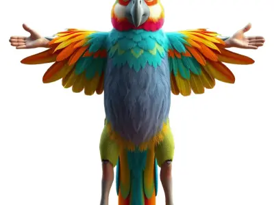 Vibrant Parrot Character model pack Low-poly 3D model