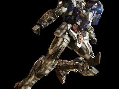 Reallistic OO GUNDAM 3d model rigged game ready Low-poly 3D model