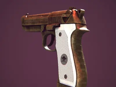 Beretta 92fs Gold  Low-poly 3D model