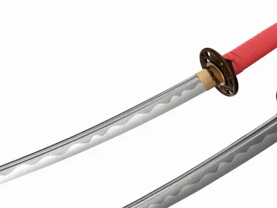 Japanese Katana Wakizashi Tanto Set 3D model