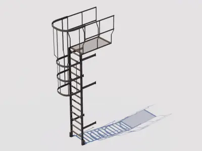 Rooftop Stairs 07 Low-poly 3D model