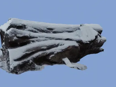 4K Snow Covered Cut Log Photoscan Low-poly 3D model