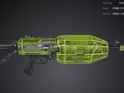Futuristic Green Gun 3D model