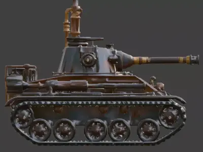 Steampunk Heavy Battle Tank 3D Model Low-poly 3D model