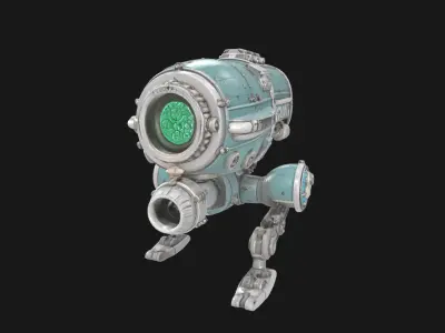 Abstract Sci-Fi Machine Futuristic Cybernetic Mechanism Low-poly 3D model