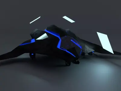 Sci-Fi Stealth Dropship and Light Gunship Hybrid 3D model