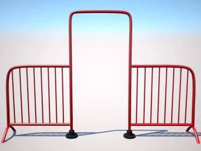 Red Barrier with Door 3D model