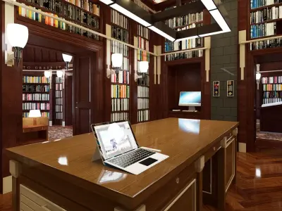  Old library European style library 3D model
