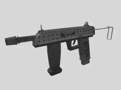 no brand low poly submachine gun 2 Low-poly 3D model