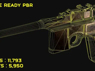 Mauser C96 Broomhandle Pistol Game Ready Asset Low-poly 3D model