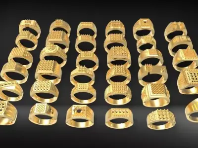 Lot of Various 35 Mens Rings Collection Bulk  3D print model purchase