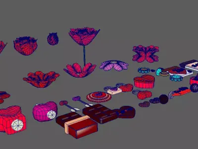 Valentine Love 3D Asset Pack  Low-poly 3D model