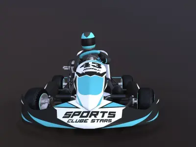 4LowPolyKartsWithPlayerPack1 go - kart racer Low-poly 3D model