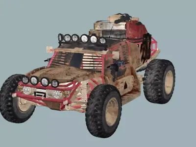 Post-Apocalypse Buggy Car TX With Gunholder 3D Model Low-poly 3D model