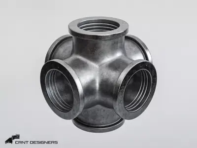 Industrial 6-Way Pipe Fitting Connector 3D model