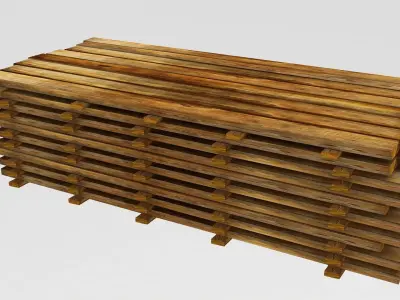 Wooden Boards Stack  3D model