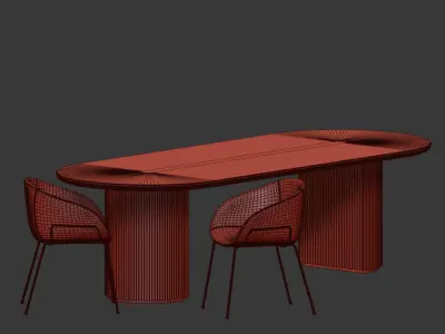 Dining Set rectangular table 3D model