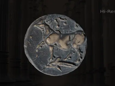 Ancient coin ALEXANDER Low-poly 3D model