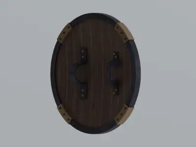 Round wooden shield Low-poly 3D model purchase