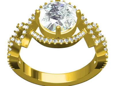 Women Antique Moissanite Engagement Ring 3D print model