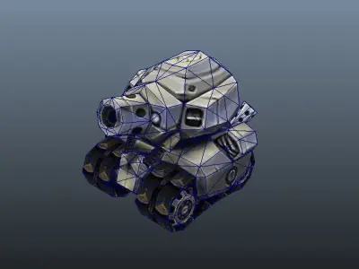 Micro Tank  - Low Poly Hand Painted Low-poly 3D model
