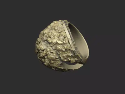 Cluster flower ring design Victoria organic queen women 3D print model