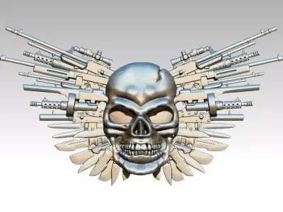 Wings Weapon Gun Military Skull 3D print model