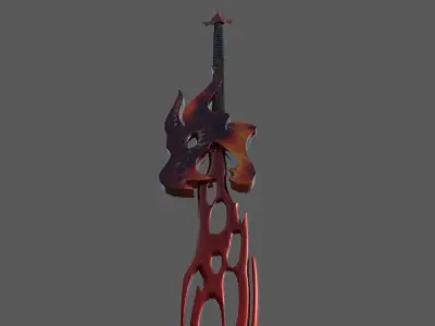 Dragon Flame Sword Low Poly Low-poly 3D model