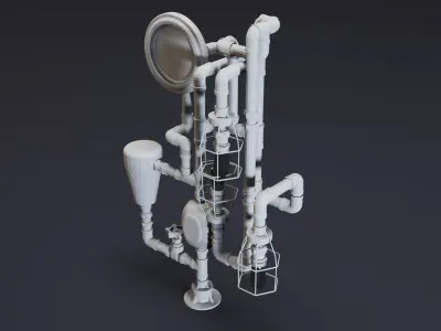 7- Steampunk Lamps- High detail 3d models Low-poly 3D model