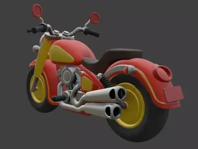 Cartoon Red Motorcycle 3D Model 3D model 4