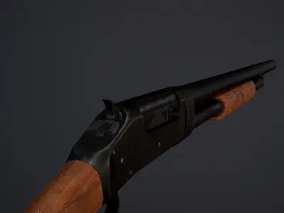 Winchester M1897 PBR Low-Poly Game Ready Low-poly 3D model