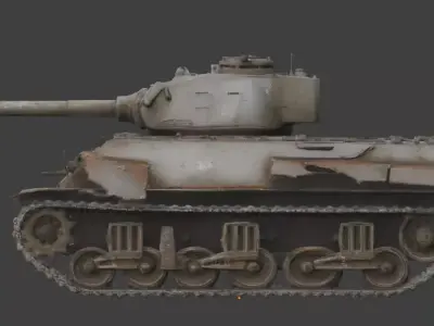 Abandoned Post-Apocalyptic Battle Tank 3D Model Low-poly 3D model