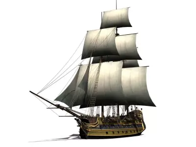 battleship Low-poly 3D model