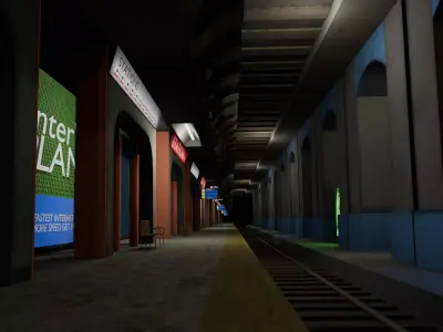 VR Metro Station Low-poly 3D model