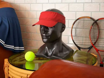 Unisex Sports Sun Visor Red 3D model