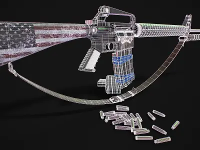 Assault rifle 3D model Low-poly 3D model purchase