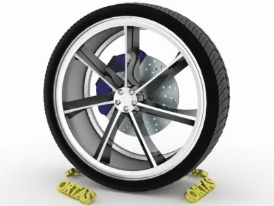 ORTAS CAR WHEEL RIM 134 GAME READY WHEEL RIM TIRE 3D model