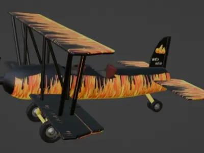 Fireplane Low-poly 3D model