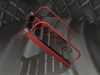 Sci-Fi Stairs - 18 - Red Version Low-poly 3D model