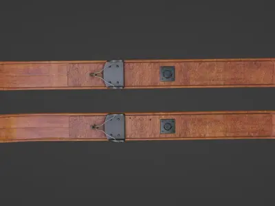 Historical Ski Low-poly 3D model